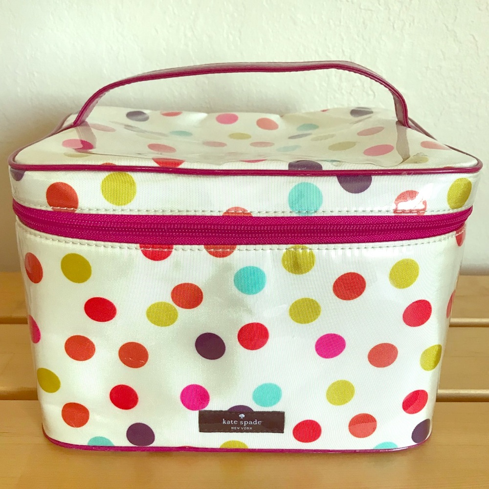 Kate Spade Train Case Set Polka Dot Cosmetic Bags